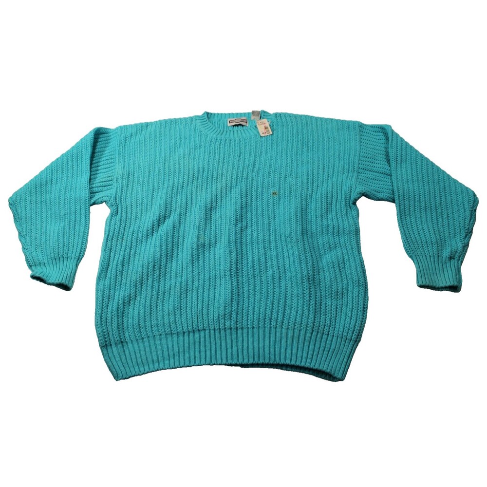 Gulf Traders Green XL Chunky Knit Pullover Sweater Fisherman Coastal NWT